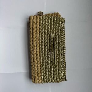 Lilly Pulitzer Gold and Tan Woven Clutch